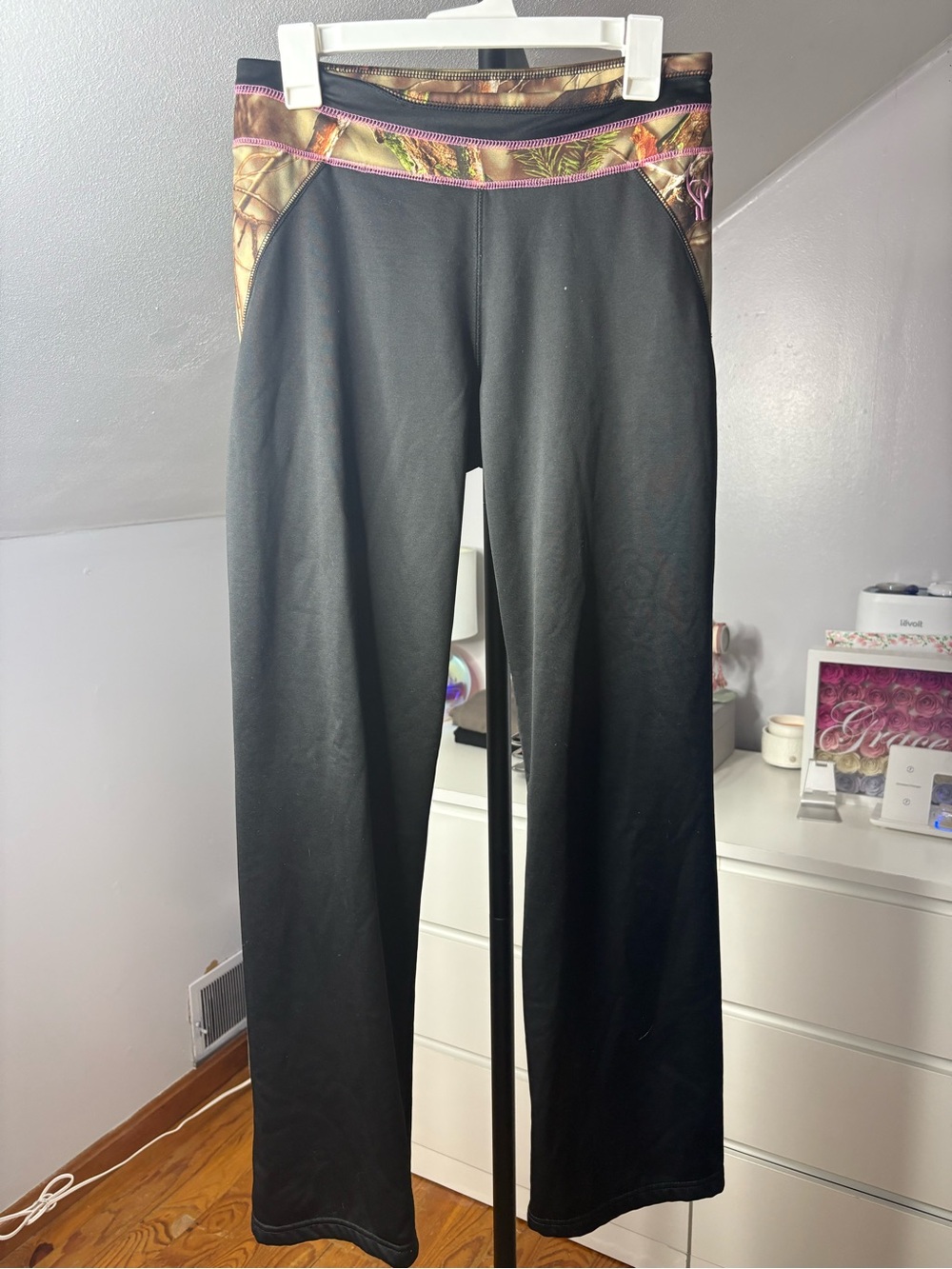 Black Pants with Multicolor Camo Waistband